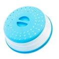 thumbnail image 3 of Respaldo plegable para microondas, tapa para microondas con asas de fácil agarre, cubiertas para cubiertos de cocina, apto para lavavajillas, plástico libre de silicona y BPA, redondo de 10,5 pulgadas, azul, 1 unidad Rojo Verde, 3 of 5