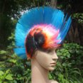 thumbnail image 1 of Peluca de baile de disfraces con abanicos, colores divertidos, peluca esponjosa, cabello punk con cresta de gallo, 1 of 6