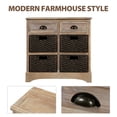 thumbnail image 4 of Rustic Storage Cabinet with 2 Drawers and 4 Rattan Baskets, Wood Accent Chest Hallway Side Table for Dining Room/Living Room, White Washed, 4 of 8