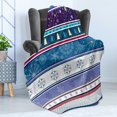 thumbnail image 4 of Striped Soft Flannel Fleece Blanket, Horizontal Mixed Christmas Elements Design with Dots Snowflakes Stars Retro Image, Cozy Plush for Indoor and Outdoor Use, 60" x 80", Multicolor, by Ambesonne, 4 of 5