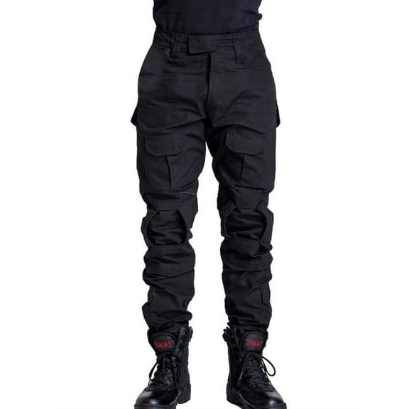 Men's Hiking Pants Casual Cargo Pants Camo Work Trousers with Multi Pocket(No Knee Pads)