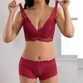 thumbnail image 4 of JSGEK Women Floral Lace Bra and Panty Set Plunge Neckline Adjustable Straps Intimate Lingerie for Bedroom Wear Red L, 4 of 6