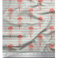 thumbnail image 1 of Soimoi Green Poly Georgette Fabric Stripe & Jellyfish Ocean Fabric Prints By Yard 52 Inch Wide, 1 of 3