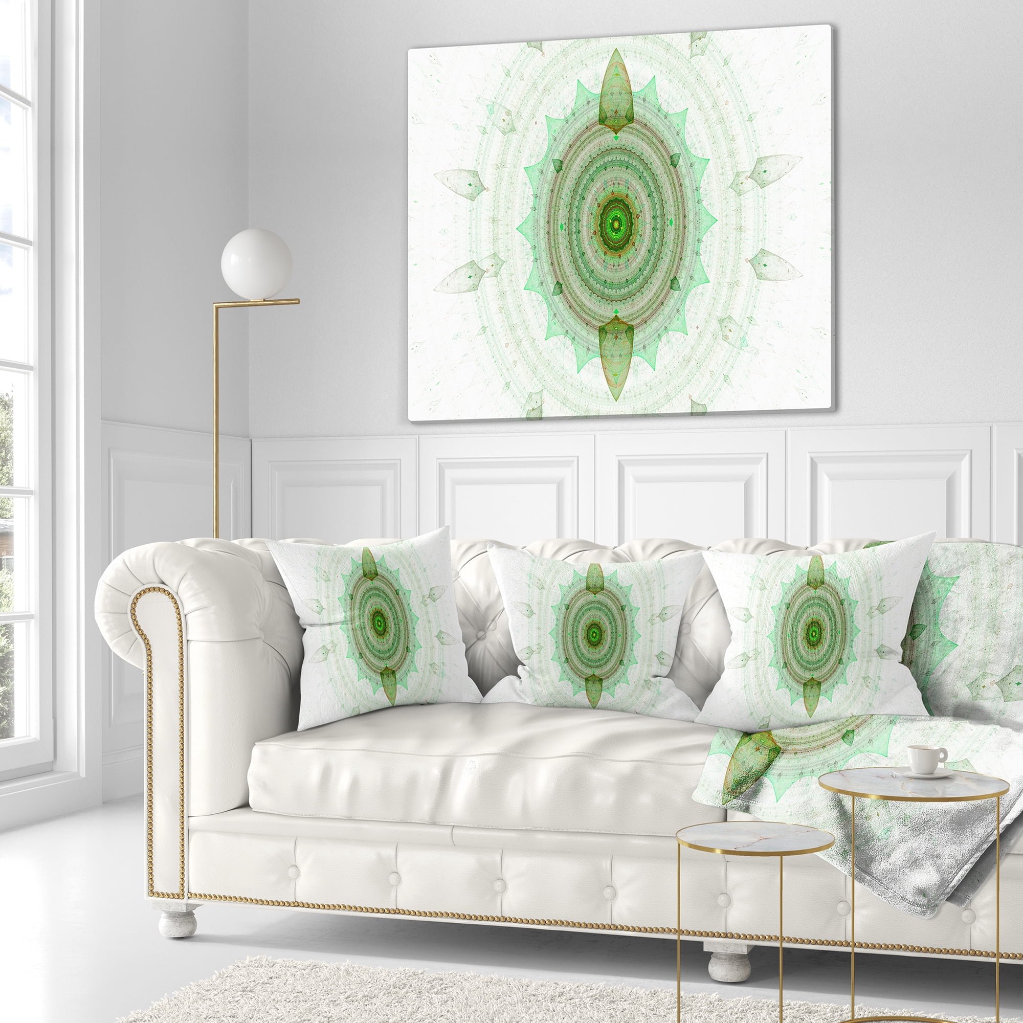 Designart Light Green Cryptical Sphere - Abstract Throw Pillow - 16x16