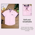 thumbnail image 6 of YUUMIN Kids Boys Short Sleeve Button Down Shirt Lapel Collar Oxford Dress Shirt School Uniform Shirt Pink 170, 6 of 7