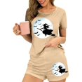 thumbnail image 5 of Feancey Lounge 2 Piece Sets for Women Halloween Pajama Shorts Set Vintage Witch Print Tshirts and Short Pants Two Piece Sleepwear Birthdal Gifts Khaki XL, 5 of 7