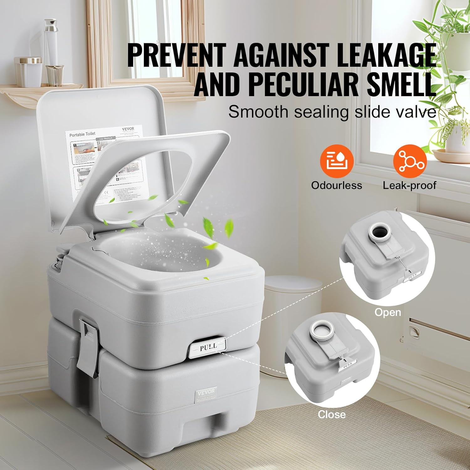HJTER Portable Toilet for Camping, RV Toilet with Carry Bag, 5.3 Gal Waste Tank & 3.2 Gal Flush Tank, Push-Button Pressurized Flush Commode, Leak-proof and Odourless Travel Toilet for Camping Car