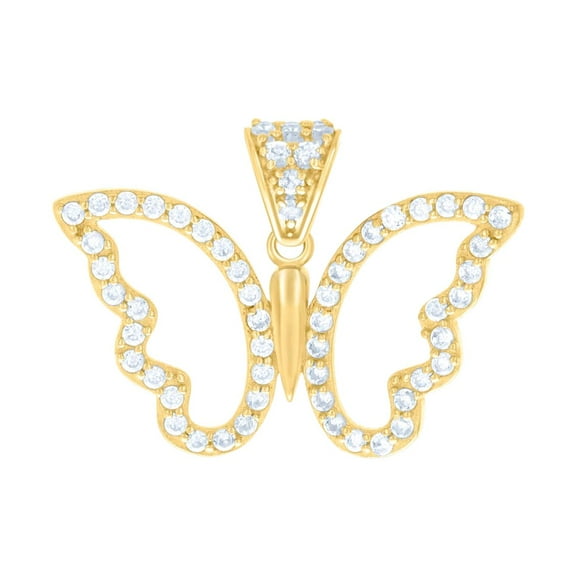 10k Yellow Gold Womens Cubic Zirconia Butterfly Angel Wings Fashion Charm Pendant Necklace 18.8x24.8mm Wide Pendant for