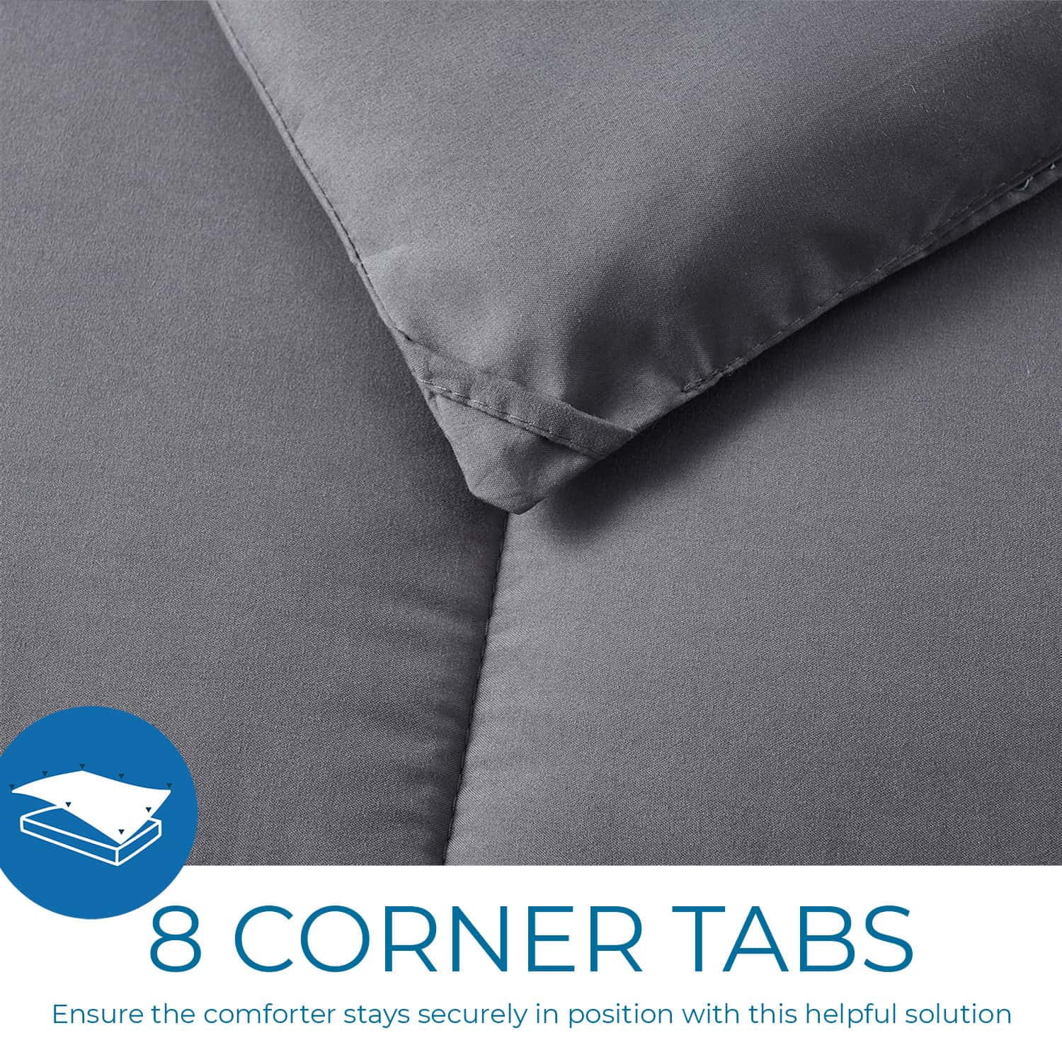 LammaLoe Twin Comforter, Quilted Down Alternative Comforter, All Season Duvet Insert with Corner Tabs, Gray