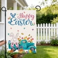 thumbnail image 4 of AZXY Happy Easter Garden Flag 12x18 Inch, Double-Sided Linen Bunny in Blue Truck with Easter Eggs Tulip Print Outdoor Yard Flag for Front Yard Porch Spring Holiday Decorations, 4 of 6