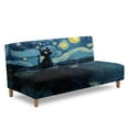 thumbnail image 2 of Xoenoiee Cat Starry Night Print Stretch Futon Slipcover Armless Futon Bed Cover Furniture Protector Without Armrests with Elastic Bottom for Kids, Soft Jacquard Fabric Armless Futon Cover, 2 of 7