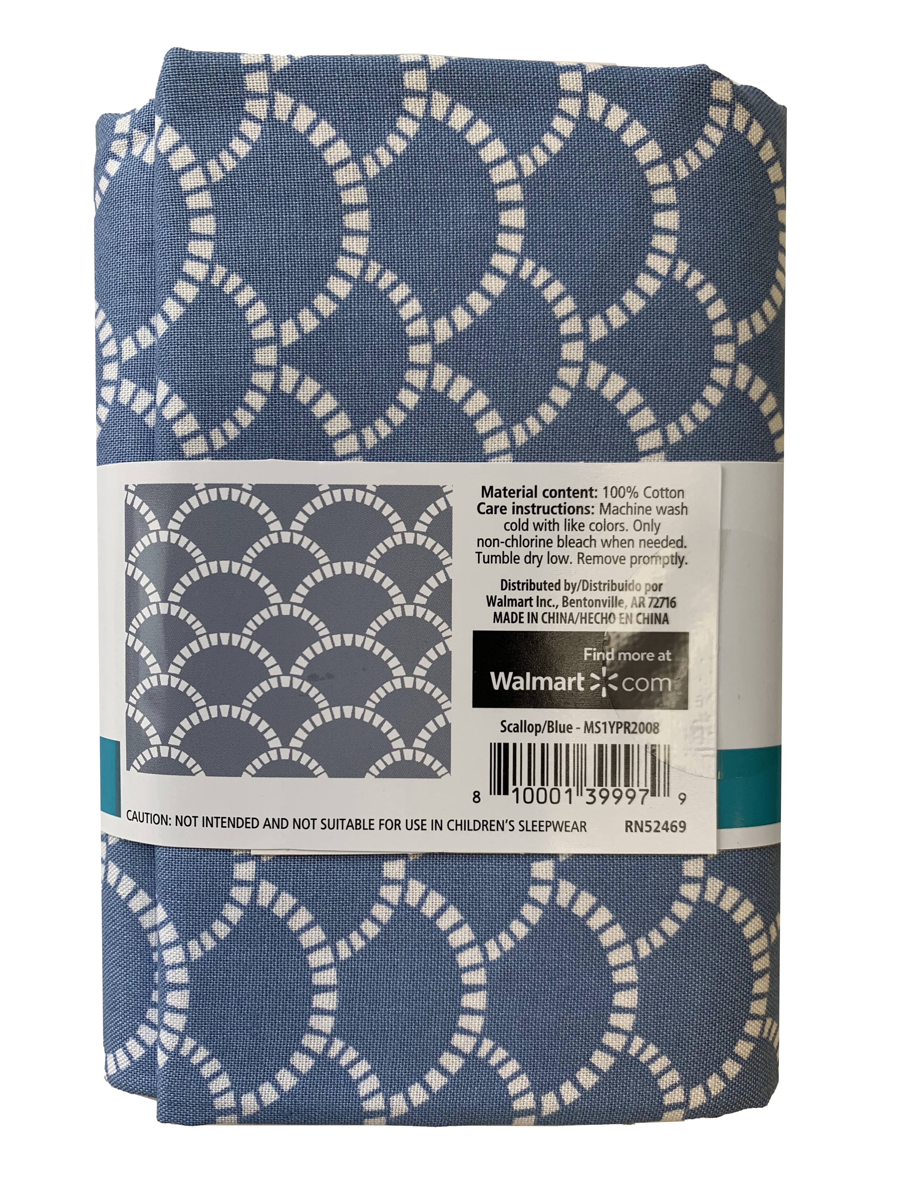 Mainstays 100% Cotton 1 Yard Precut Fabric Blue Sculpture