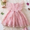 thumbnail image 4 of Fsqjgq Baby Girl Clothes Easter Dress for Baby Girl Boho Baby Girl Dresses 3-25 Months Pink Child Girls Tulle Pageant Dress Party Bowknot Fly Sleeve Lace Embroidery Gown Dresses 110, 4 of 9