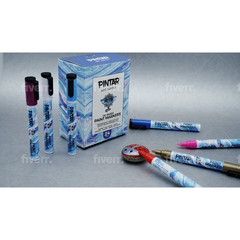Pintar Art Premium Acrylic Paint Pens - (24-Pack) Fine Tip Pens For Rock  Painting, Ceramic Glass, Wood, Paper, Fabric & Porcelain, Water Resistant  Paint Set, Surface Pen, Craft Supplies, DIY Project 
