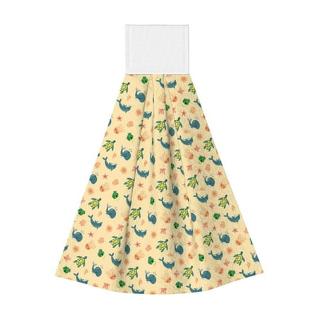 

Jgfou Sea Turtle And Whale Print Coral Fleece Microfiber Hanging Hand Towel Soft Premium Dishcloths Multi-Purpose Dust and Stain Removal Cleaning Supplies