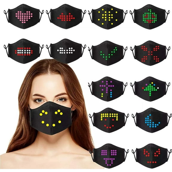 Smart Voice Activated Face Mask LED Glowing Nightclub Glowing Face Cover party