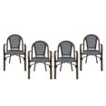 thumbnail image 2 of Cecil Aluminum and Wicker Outdoor French Bistro Chairs, Set of 4, Black, White, and Brown Wood, 2 of 7