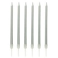 thumbnail image 2 of 6 Pack Silver Long Thin Metallic Birthday Candles, Sleek Cake Candles, Elegant Decor for Birthday Parties & Wedding Celebrations, Cake Decoration Accents for Festive Event Table Settings, 2 of 8