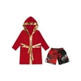 thumbnail image 3 of Fldy Tenues de Boxe pour Garçons, Ensemble Robe à Capuche en Satin Métallique et Shorts, Robe de Fête Déguisement B3 12, 3 of 5