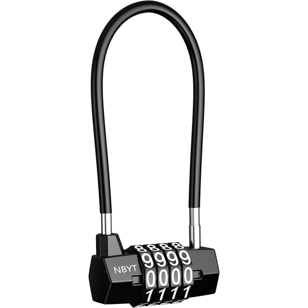 Candado de combinación de 4 dígitos, candado reajustable con cuerda de cable de acero, cerradura de gimnasio alargada impermeable para escuela,