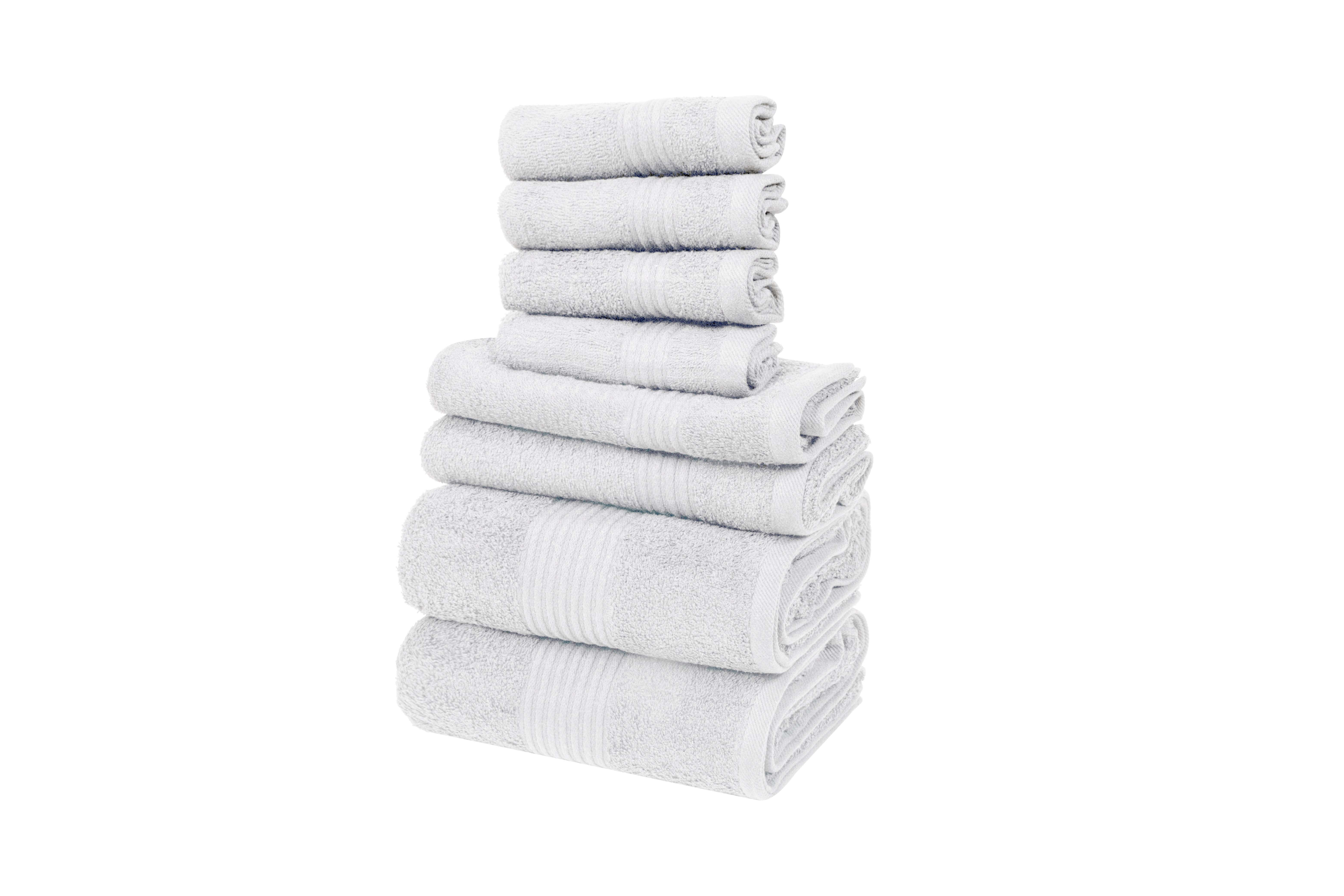 Dewall Maisons Elegant White 8-Piece Towel Set - Plush ComFort & Superior Absorbency - 100% Cotton - 2 Bath Towels, 2 Hand Towels, 4 Washcloths - Luxurious Bathroom Essentials