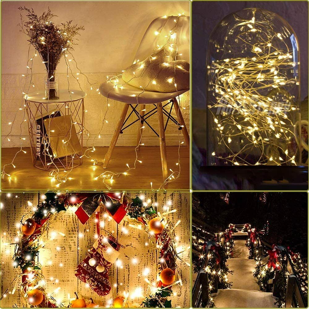 HESHENG 500LEDs 164ft Fairy String Lights Mains Plug in Lights Christmas Party Outdoor Patio Garden Home Decor Lights Warm White