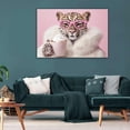 thumbnail image 3 of Mudket Disco Ball Pink Leopard Canvas Wall Art, Trendy Beautiful Party Print with Tropical Jungle Design, Waterproof Framed Art for Living Room, Ready to Hang - 12"L x 8"W, 3 of 8
