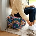 thumbnail image 5 of SCRAWLGOD Hibiscus Plumeria Tropical Leaf Print Ottoman Cover Square High Stretch Ottoman Slipcover with Nonslip Elastic Bottom Soft Footstool Protector for Square Storage Ottomans, 5 of 7