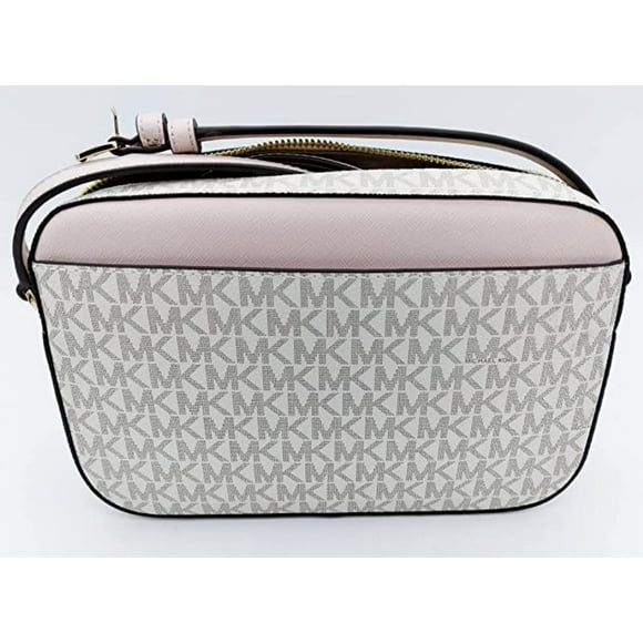 Michael Kors Jet Set East West Chain Crossbody Vanilla MK Powder Blush Pink Bundled with Michael Kors Jet Set Card Holder in Ballet