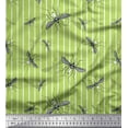 thumbnail image 1 of Soimoi Green Rayon Crepe Fabric Stripe & Mosquito Insects Fabric Prints By Yard 46 Inch Wide, 1 of 1