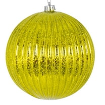 Vickerman 8" Lime Shiny Lined Mercury Ball Ornament.