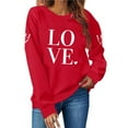 thumbnail image 2 of Pxxlle Love Sweatshirts Women Oversized Valentines Day Sweatshirt Long Sleeve Holiday Tops Loose Fit Round Neck Pullovers Red XL, 2 of 6