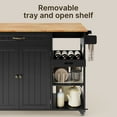 thumbnail image 3 of Kitchen Island with Storage, Lofka 41.7” Kitchen Island Cart with Drop Leaf, 1 Removable Tray, 2 Shelves, 1 Cabinet, Black, 3 of 10