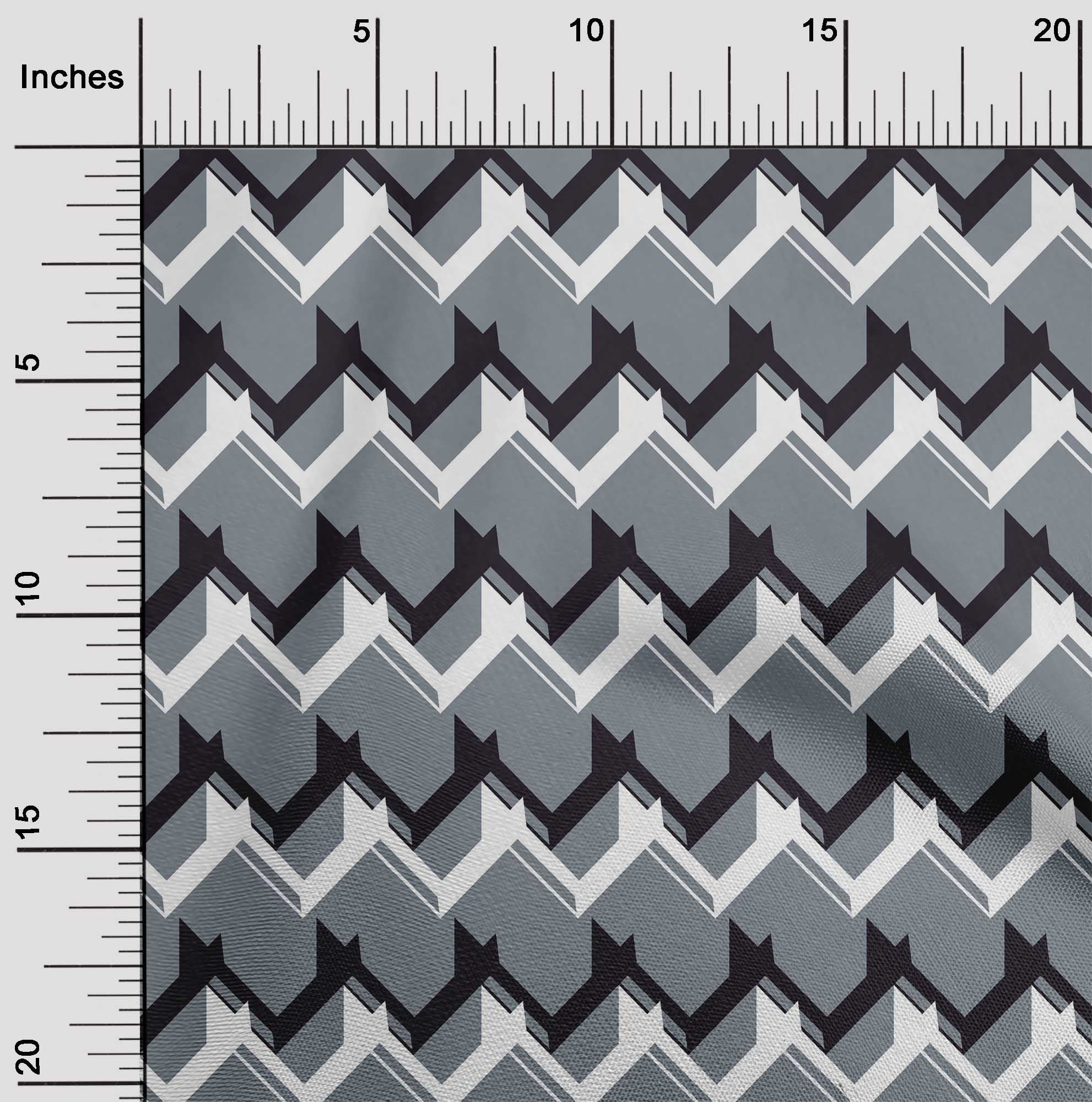 oneOone Organic Cotton Voile Fabric Chevron Geometric Print Fabric BTY ...