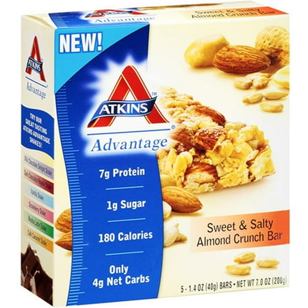 Atkins Advantage Sweet & Salty Almond Crunch Bar, 1.4 oz, 5ct