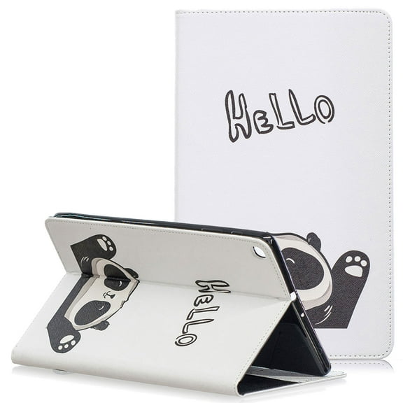 Galaxy Tab A 10.1 2019 Case SM-T510 T515, Allytech Premium PU Leather Slim Fit Folio Stand Soft TPU Back Cover for Samsung Galaxy Tab A 10.1 Inch 2019 Released, Hello Panda