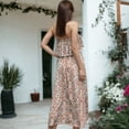 thumbnail image 2 of Women's Tube Ruffle Detail Layered Floral Print Flared Maxi Vacation Dress - X Large, Brown, 2 of 3