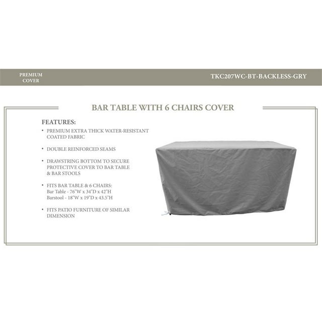 TK Classics Napa Oasis Bar Table Protective Fabric Cover in Gray