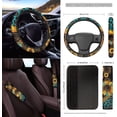 thumbnail image 3 of Yuyamidu Sunflower Car Seat Cover Full Set 12pcs Leopard Print Front Seat Cover Steering Wheel Cover Seatbelt Pads Armrest Cover Trash Can Air Vent Holder Rearview Mirror Cover Coasters Keychain, 3 of 7