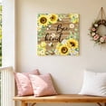 thumbnail image 5 of Sunflower Bee Kind Canvas Wall Art for Living Room, Vintage Yellow Floral Bees White Daisy Brown Wooden Grain Poster Print Painting for Bedroom Office Home Decor Wall Pictures Prepare To Hang 16"x16", 5 of 9