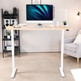 thumbnail image 2 of VIVO Electric 60” x 24” Stand Up Desk | Light Wood Table Top, White Frame, 2 of 8