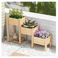 thumbnail image 2 of Raised Garden Bed 3-Tier Wooden Elevated Planter, Outdoor Vegetable Flowers, Drainage, Natural Wood, 2 of 8