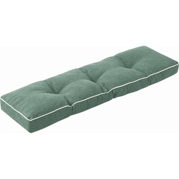 Bench Cushions for Outdoor Furniture, 42 x 16 Inch Outdoor Bench Cushion, Patio Bench Cushion with Durable Ties, Long Patio Seat Cushions for Garden, Indoor, Kitchen&Dining, Green