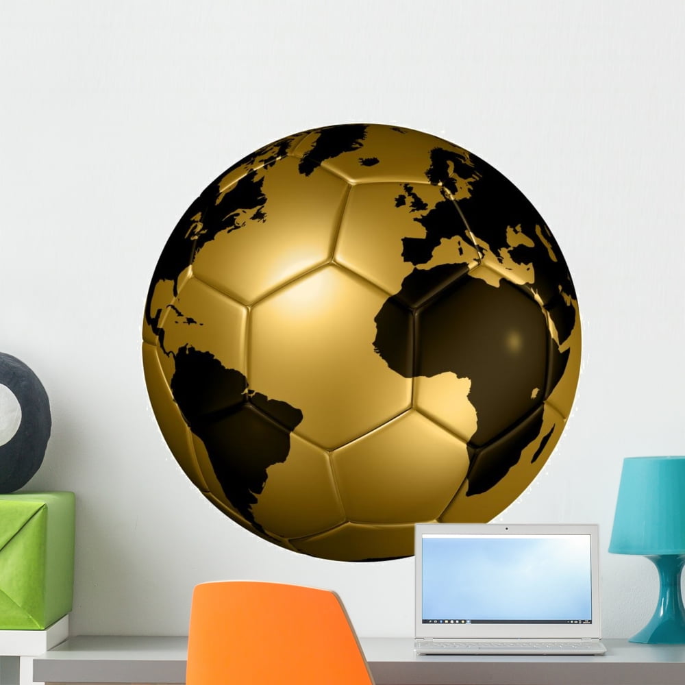 Gold Soccer Football Ball Wall Decal by Wallmonkeys Peel and Stick