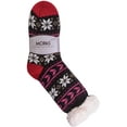 thumbnail image 3 of Women's Christmas Printed Sherpa Lined Cozy Thermal Non-Skid Grip Socks (Sweater, Size:9-11), 3 of 3