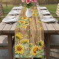 thumbnail image 4 of Sunflower Table Runner 72 Inches, Summer Eucalyptus Botanical Floral Brown Wooden Bed Runner Dresser Scarves Tabletop for Indoor Outdoor Parties/Ceremony/Banquet, 16" x 72", 4 of 9