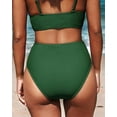 thumbnail image 3 of Charmo Women's Solid Bikini Bottoms Tummy Control High Waisted Tankini Swim Shorts, 3 of 4