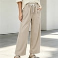 thumbnail image 3 of Nfurl Wide Leg Sweatpants for Women Elastic Waist Open Bottom Baggy Sweat Pants with Pockets Work Casual Barrel Sweatpant Comfy Lounge Pants Beige,XXL, 3 of 5