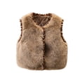 thumbnail image 2 of Girls Furry Fleece Sleeveless Waistcoat, Solid Leisure Warm Vest Coat, Lightweight Winter Layering Outerwear for Kids Daily Wear 4-5 Years, 2 of 7
