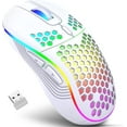 thumbnail image 1 of Souris de Jeu Sans Fil, Souris d'Ordinateur Rechargeable avec Rétroéclairage RGB, Récepteur USB, 6 Boutons, DPI Réglable (Blanc), 1 of 9